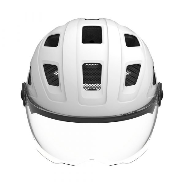 Casco de ciclismo marca Abus modelo Hyban Color Polar White 2 - Visor Claro