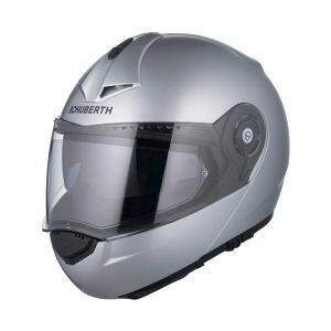 Casco de motociclismo marca Schuberth modelo C3 Pro Glossy color silver