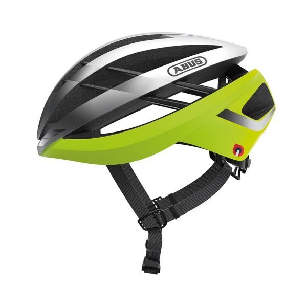 Casco para ciclismo de ruta marca abus modelo AVENTOR Quin color neon yellow 3