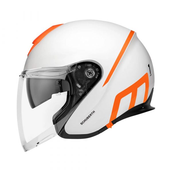 Casco para motociclismo marca Schuberth Modelo M1 Striker Color Orange