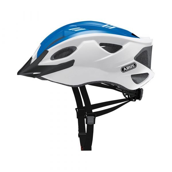 casco de ciclismo de ruta marca abus modelo S-CENSION color blanco con azul-1