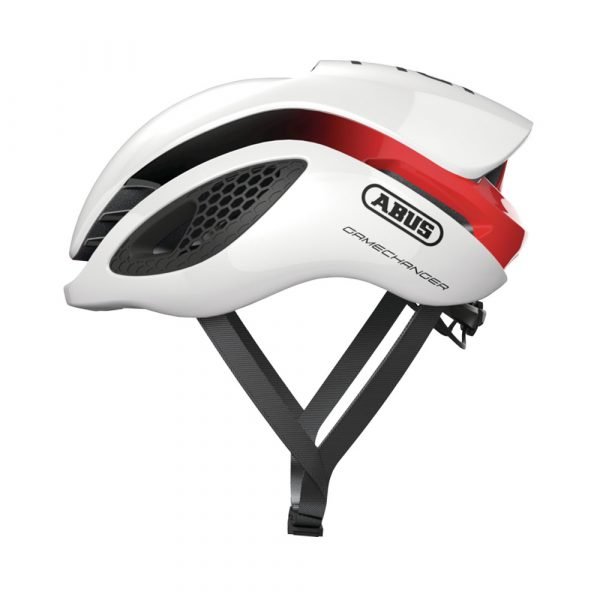 casco para ciclismo de ruta Marca Abus Modelo game changer Color white red 1
