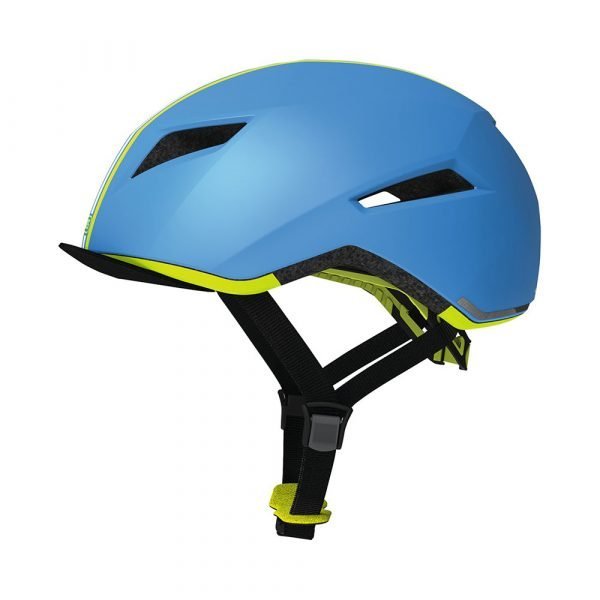 casco para ciclismo urbano marca abus modelo yadd-I-color azul celeste con neon-1