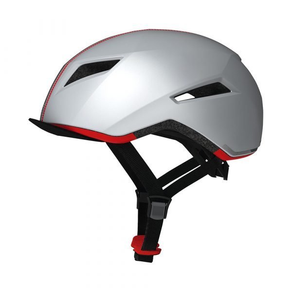 casco para ciclismo urbano marca abus modelo yadd-I-color blanco con rojo-1