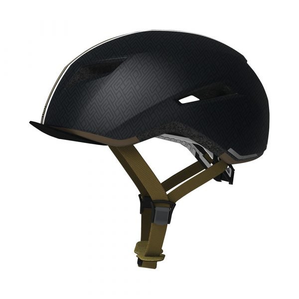 casco para ciclismo urbano marca abus modelo yadd-I-color negro con dorado