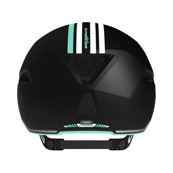 casco para ciclismo urbano marca abus modelo yadd-I-color negro con celeste-3