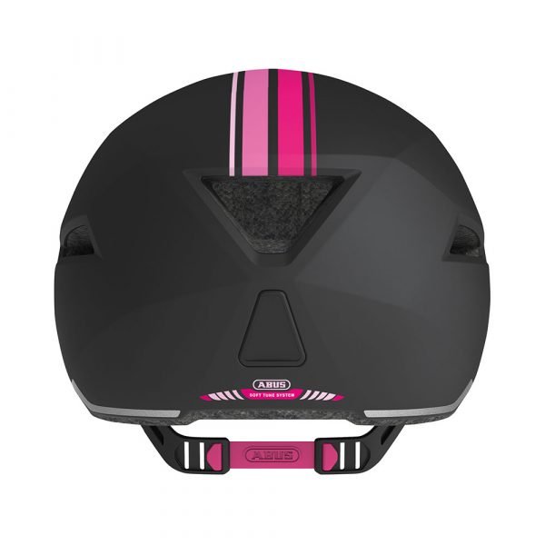 casco para ciclismo urbano marca abus modelo yadd-I-color negro con rosa-3