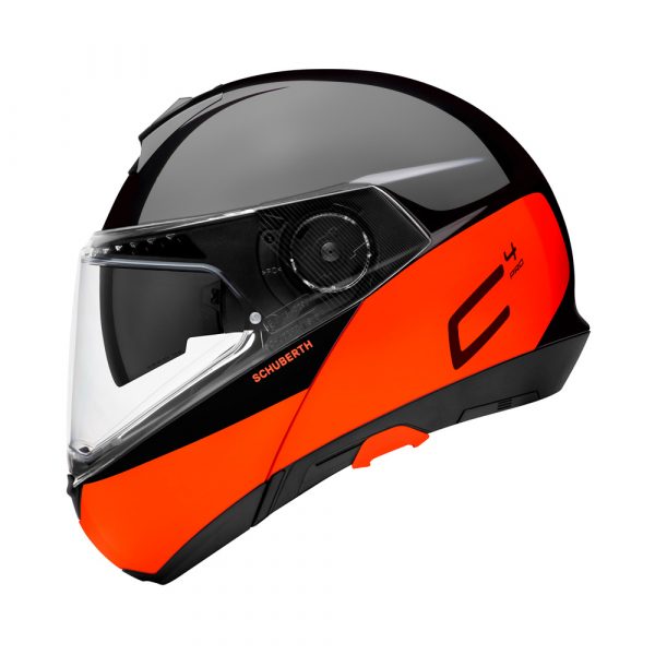 Casco para motociclismo marca Schuberth modelo c4 pro swipe color orange